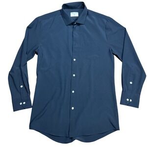 &Collar Men's Range Shirt Slim‎ Fit Performance Dress Shirt Navy Blue sz L